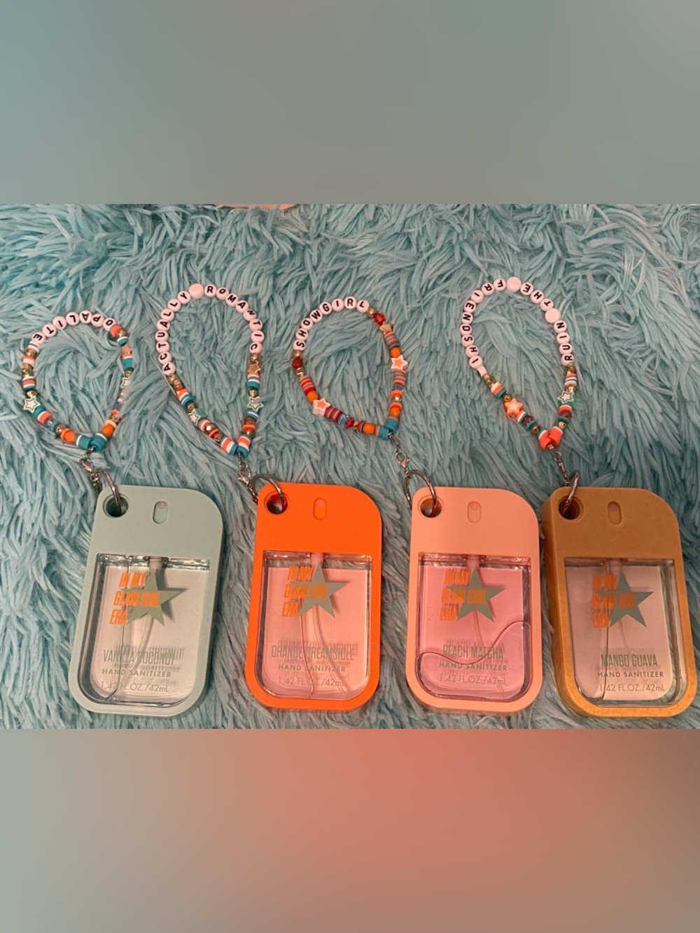 Taylor Swift Inspired Hand Sanitizer Keychain Set of 4- Mint, Orange, Pink, Gold